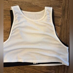 New SET Active Sportbody Layered Tank Bra Onyx Medium